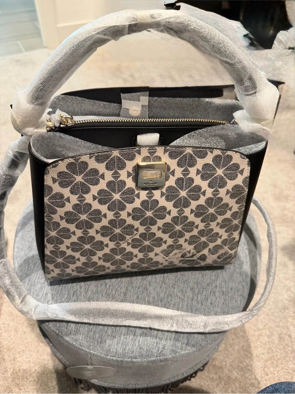 Kate Spade New York Flower Black Top-Handle Women’s Satchel with Removable Strap